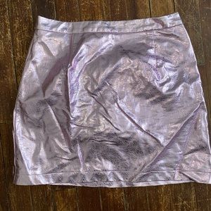 Metallic baby pink mini skirt
